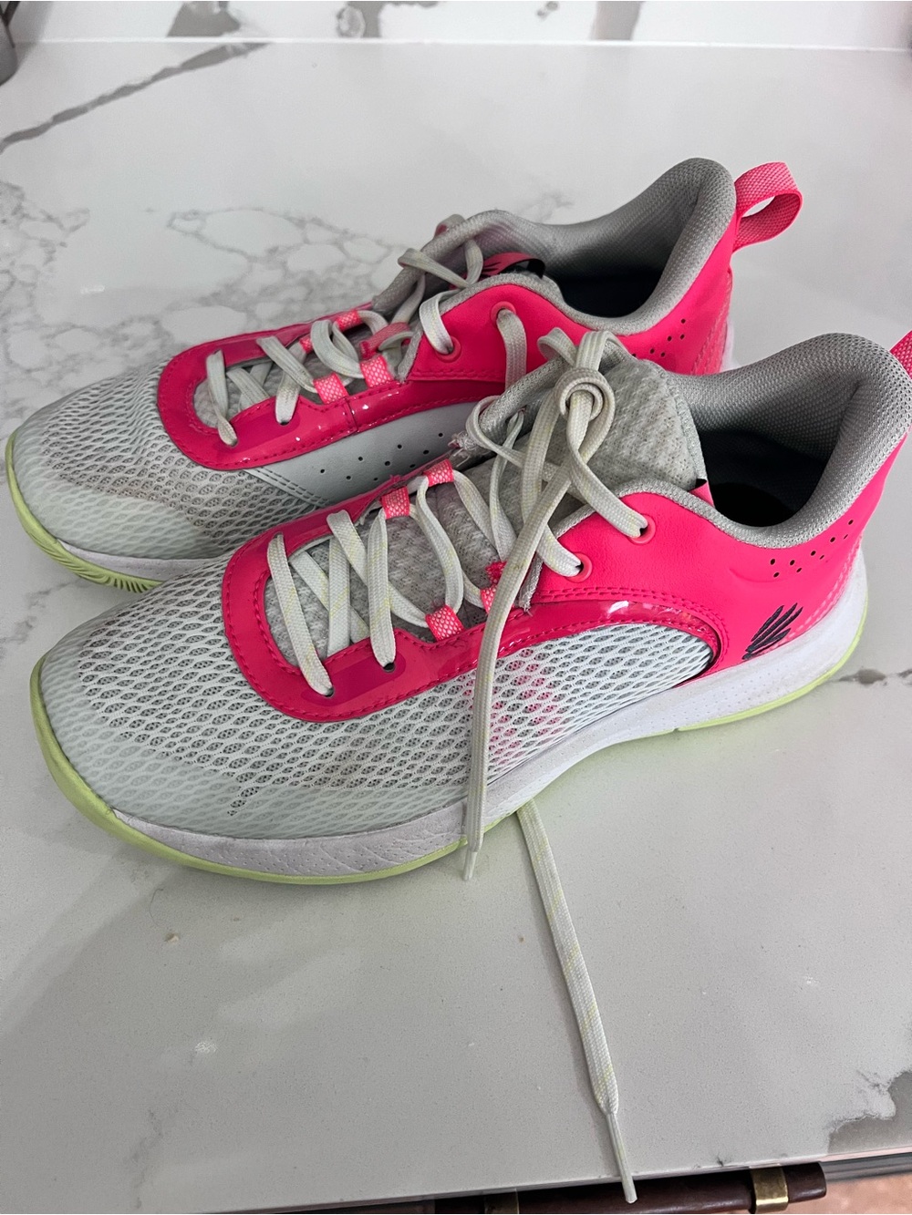 Under Armour Youth Grey and Pink Athletic Sneakers